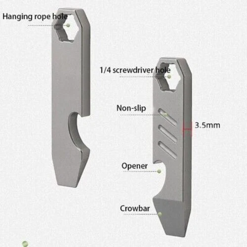 Mini Pry Bar Multifunction Tool Titanium Alloy Crowbar 1/4" Screw Hole Opener - Image 3 of 4