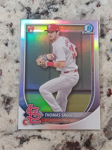 2025 Bowman Chrome Thomas Saggese RC Red Rookie Logo Redemption Refractor SP