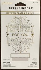 Spellbinders "Four Petal Scroll Label" Hot Foil Plate Die Set for Card Making