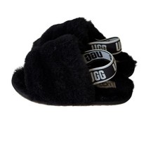 Baby UGG Black Faux Fur Slingback slippers size 8