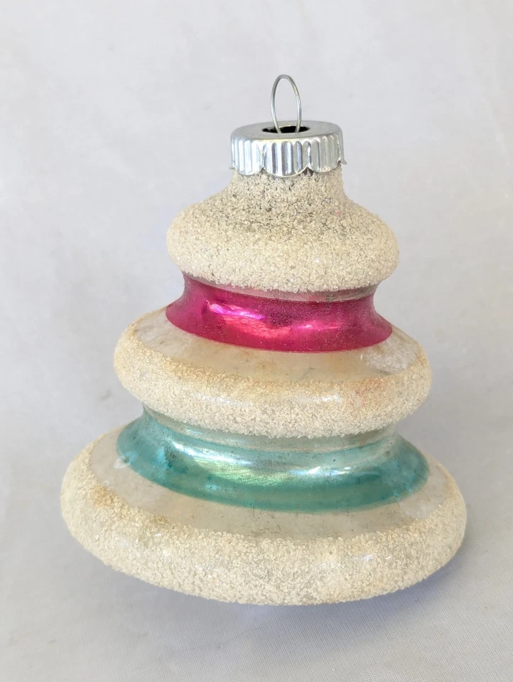 Lote Vintage de 2 Enfeite de Vidro Brite Brilhante Mica Atomic UFO Tornado Natal 3" - Imagem 2 de 4