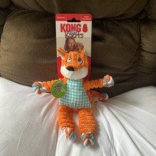 KONG Floppy Knots Fox Dog Squeaky Toy Small Medium