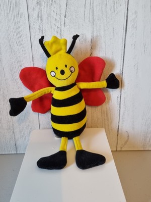 St Michael Stofftier Biene Plüsch Streifen rote Flügel M&S 6145 088 ca. 7 Zoll Schmetterling