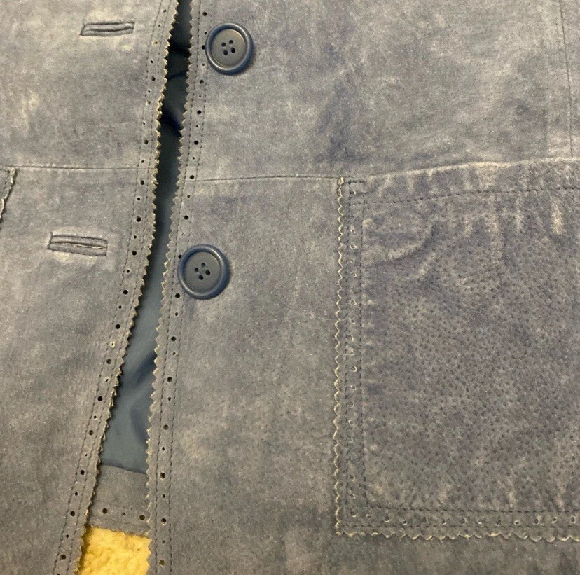 Chaqueta de cuero azul claro vintage abotonada talla M Foto 4 de 4