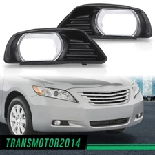 Fit For 2007-2009 Toyota Camry 2Pcs Front Bumper Fog Lights Covers Trim Black 