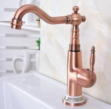 Antique Copper Bathroom Faucet Basin Sink Deck Mounted Single Handle Mixer Tap