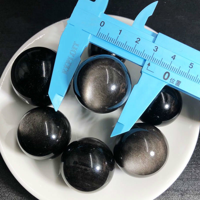 1PC Natural Black Obsidian Crystal Round Healing Stones Mineral Specimen
