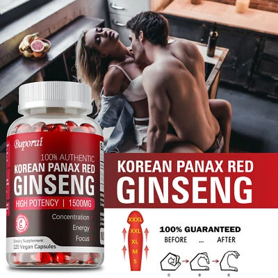 BUPORAI Korean Panax Red Ginseng- High Strength, Energy, Endurance, Testosterone Booster