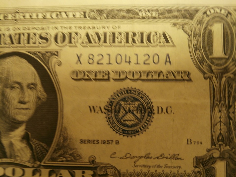 RARE 1957 $1 Dollar Silver Certificate, Blue Seal US One Dollar Bill ...