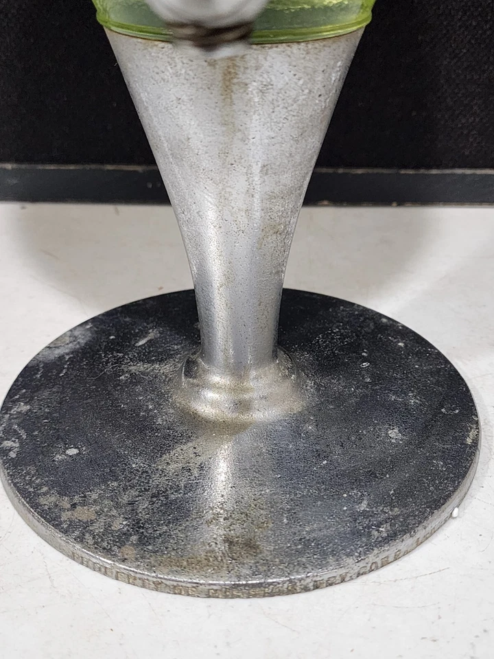 Antique Uranium Green Glass Mission Fruit Juice Dispenser Chrome Base - Image 2 of 4