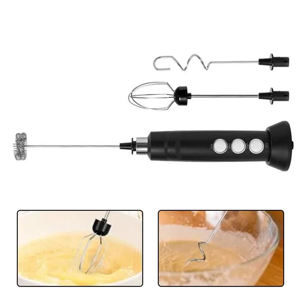 Milk Frother Handheld Double Whisk Foam Coffee Maker with USB Rechargeable