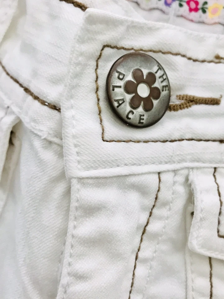 The Children’s Place Stretch TCP Niñas Blanco Capris Talla 8 Cintura Ajustable Foto 4 de 4