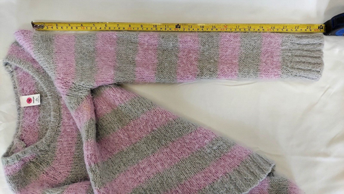 TOTAL GIRL Knit Sweater Size XL (14/16) Lilac & Grey Striped Fuzzy Acrylic Blend - Picture 9 of 13
