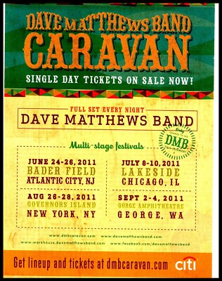 PTP123 MAGAZINE ADVERT 11X8'' DAVE MATHEWS BAND CARAVAN DATES