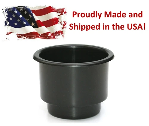 Black Recessed Drop in Plastic Cup Drink Holder Can Car Sofa Poker Table Boat RV