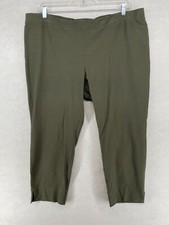 EILEEN FISHER Pants 2X Washable Stretch Crepe Slim Cropped Elastic Waist Green