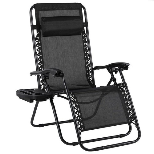 Sonnenliege Klappbar Outdoor Garten Balkon Pool Liege Stuhl mit Tassenhalter - Bild 4 von 8