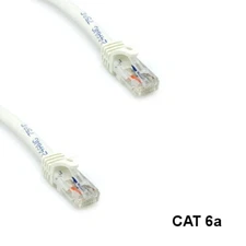 Kentek White 50ft UTP Cat6a Cable 10Gbps 24AWG RJ45 Pure Copper Ethernet Network