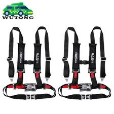 4 Point Racing Harness 2" Seat Belt Fit For Polaris Can-Am Kawasaki BLACK 2 Pack