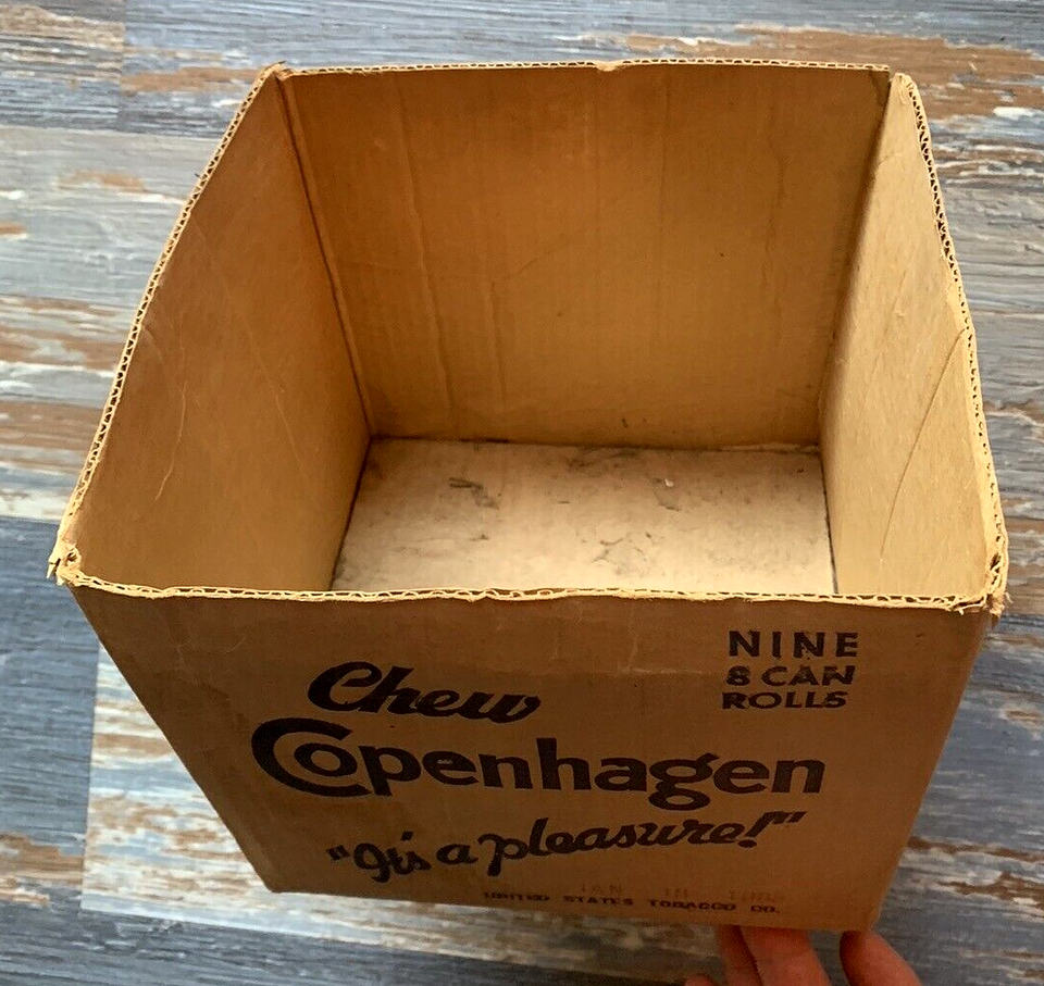 Vintage Copenhagen Snuff Chew Tobacco can original cardboard shipping ...
