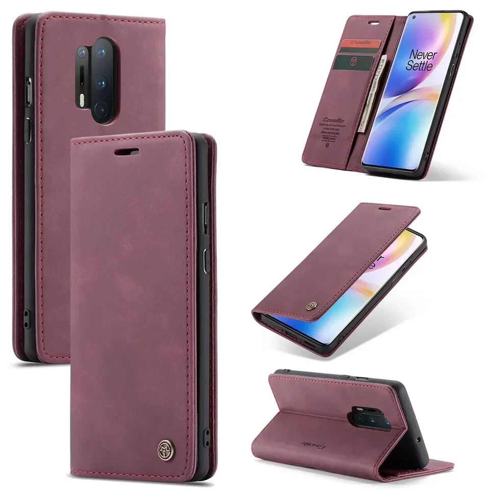 Leather With Business Card Holder Shockproof Wallet Case For One Plus 8 Pro  - Image 3 of 4