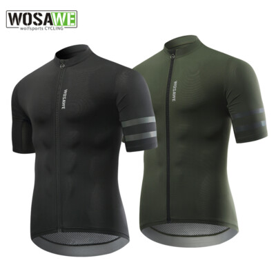 WOSAWE Men's Cycling Jersey Breathable Bicycle Shirt Reflective Sport Top Summer