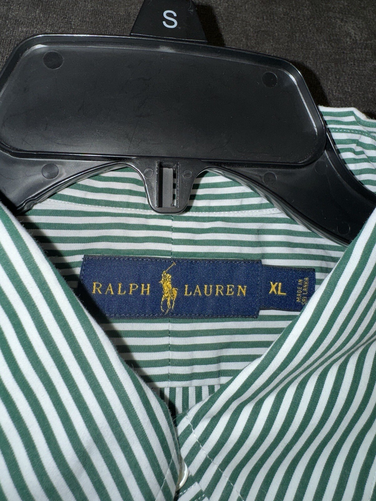 Camicia VINTAGE Ralph Lauren uomo abbottonata XL verde a righe logo pony ricamato