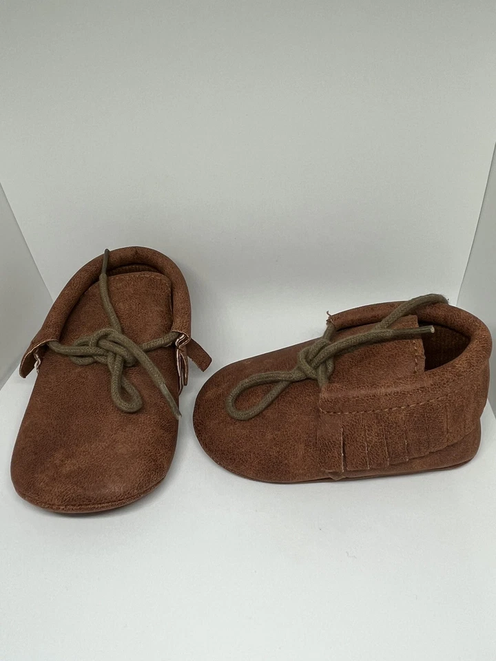 Mocasines de bebé “bebé” de cuero tostado talla 6-12 meses Foto 2 de 4