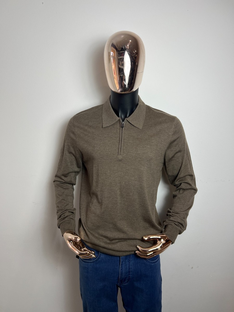 Tシャツ・カットソー Brioni Brioni Long Sleeves Zip Polo (UMS10L OZK82 4700) BRIONI Long Sleeve Zip Polo Size 52 / L (100% Authentic