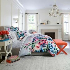 ANNE DE SOLENE JARDIN D'HIVER TWIN DUVET COVER SHAM SET PANSY VIOLETS ROSE GYPSY