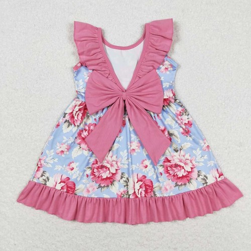Toddler Baby Girls Floral Back Bow Summer Knee Length - Picture 3 of 10