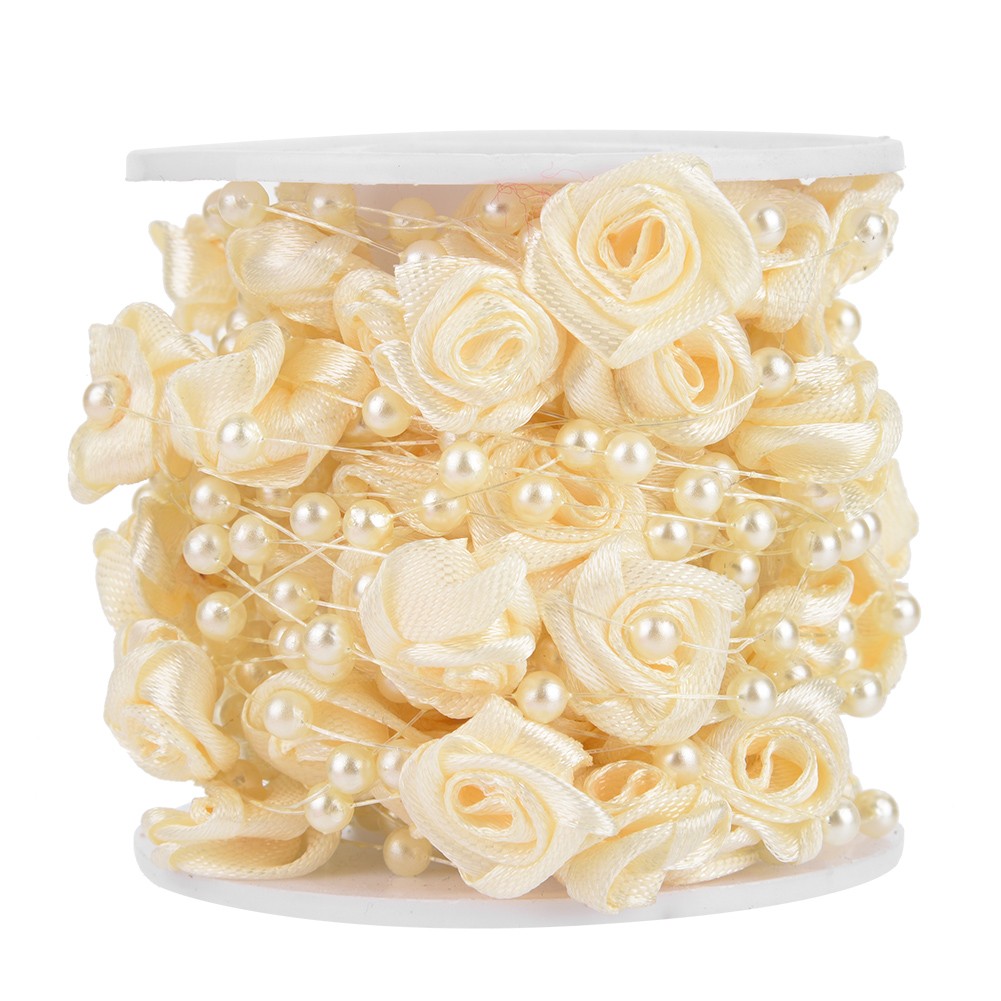 10m/roll Rose Artificial Pearl Wire Beads Garland String DIY Wedding