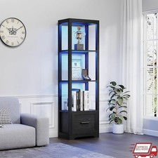 LED Display Shelf Human Body Sensor Lighted Cabinet Living Room Office New