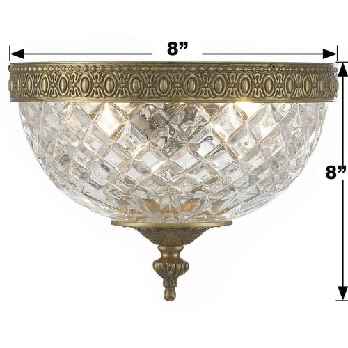 Crystorama 117-8-OB Radley 2 Light 8 inch Olde Brass Flush Ceiling Light - Picture 6 of 8