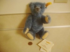 Steiff Bright Blue 8" Jointed Teddy Bear Elliot Danbury Mint 660504 100th Anniv