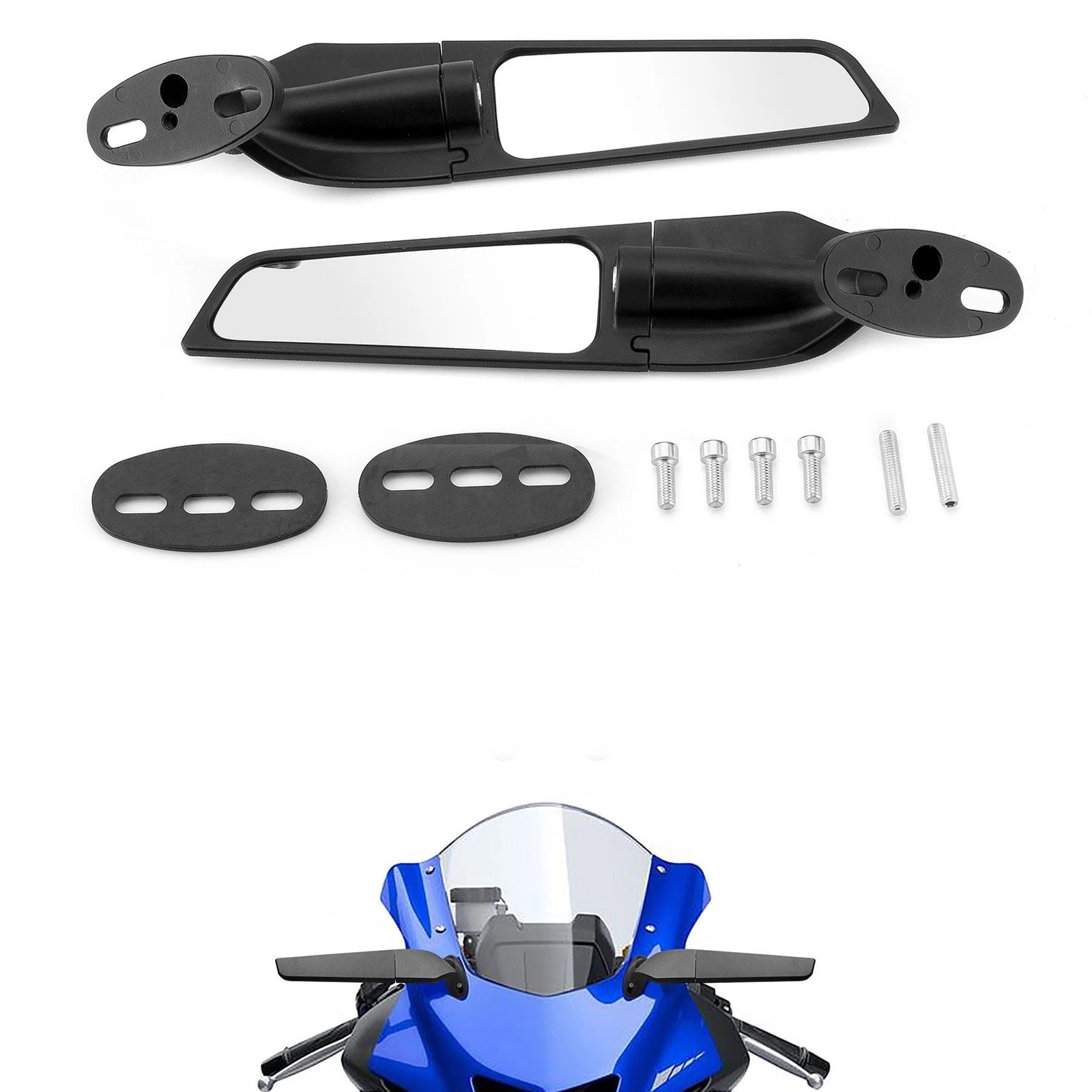 for Yamaha YZF R25 R3 2016-2024 Pair Winglet Stealth Rearview Wind Wing Mirrors