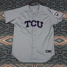 TCU Texas College University Baseball Jersey 2010 World Series Size Large Rare