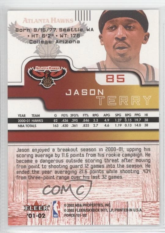2001-02 Fleer Force Jason Terry #85 - Image 2 of 2