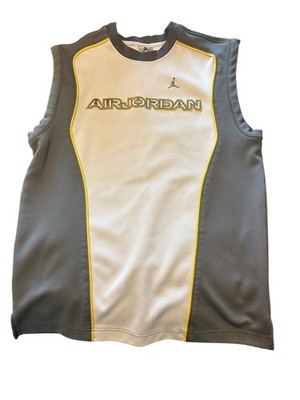 Nike Jumpman Air Jordan Logoed Basketball Jersey Vest Mens Size MEDIUM Gray/Whte