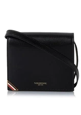 NWT Thom Browne Smooth Leather Strap Wallet Crossbody Mini Bag w/ Enamel Stripe