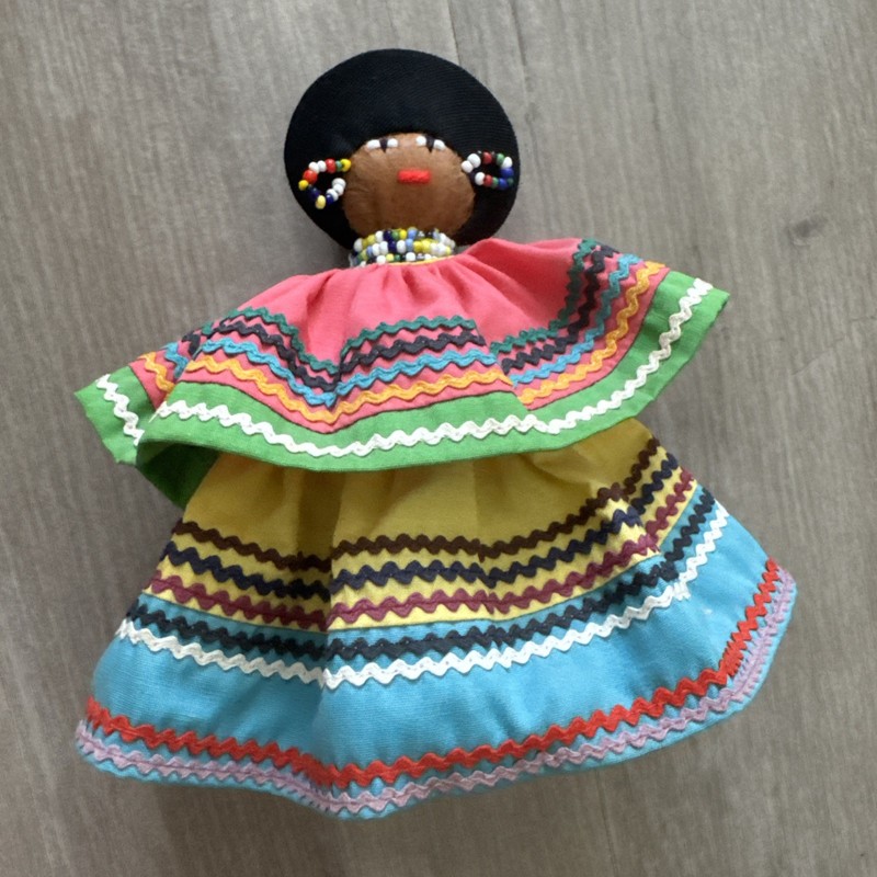 Vintage Traditional Seminole Doll with Beads and Colorful Dress