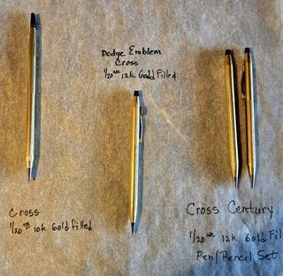 Lot Of 4 Cross Pens & Pencils 1/20th 12k Gold Filled One with Dodge Emblem.