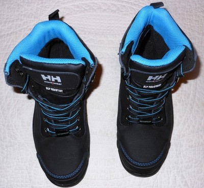 NWOB Womens Black & Blue Helly Hansen Work Wear Steel Toe Vibram Sole Boots Sz 7