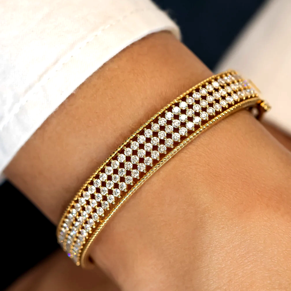 Womens Round Cut Diamond Bracelet 14K  Yellow Gold 4.50 Carat GLI Lab Grown 11mm