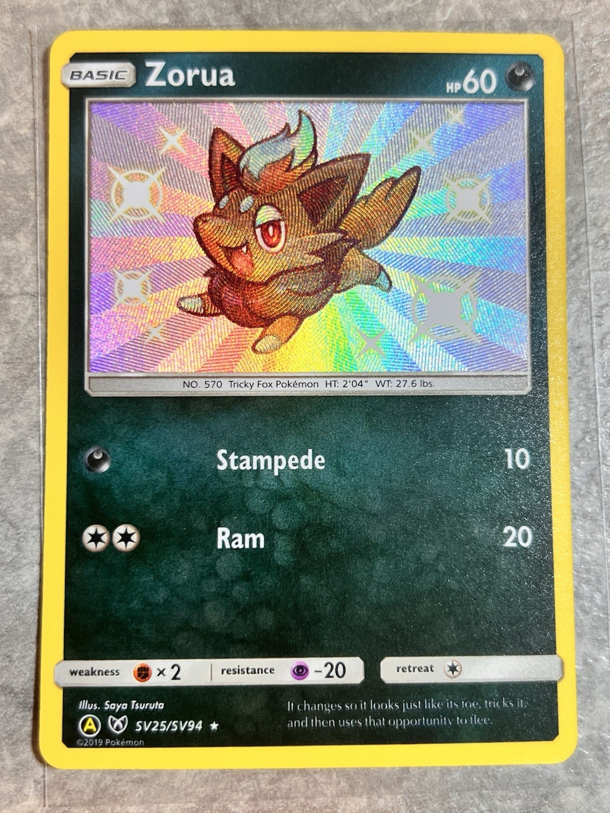 Zorua SV25/SV94 Pokemon Hidden Fates: Shiny Vault Holo / Baby Shiny (Near Mint)