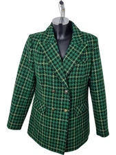 Joe Browns Houndstooth Blazer Jacket Green Black UK 14