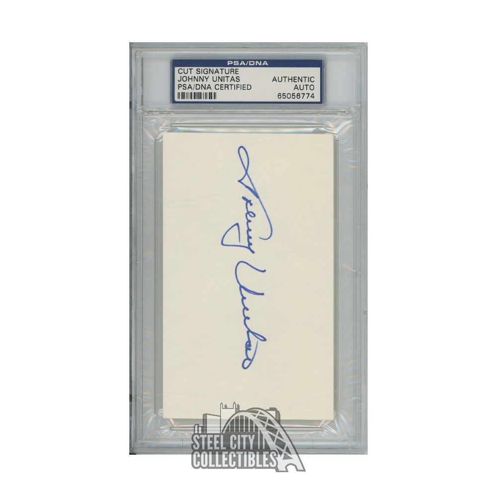 Johnny Unitas Autograph Cut Signature Index Card - PSA/DNA