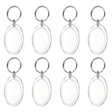 8Pcs Oval Clear Acrylic Photo Frame Keyring for Women and Men