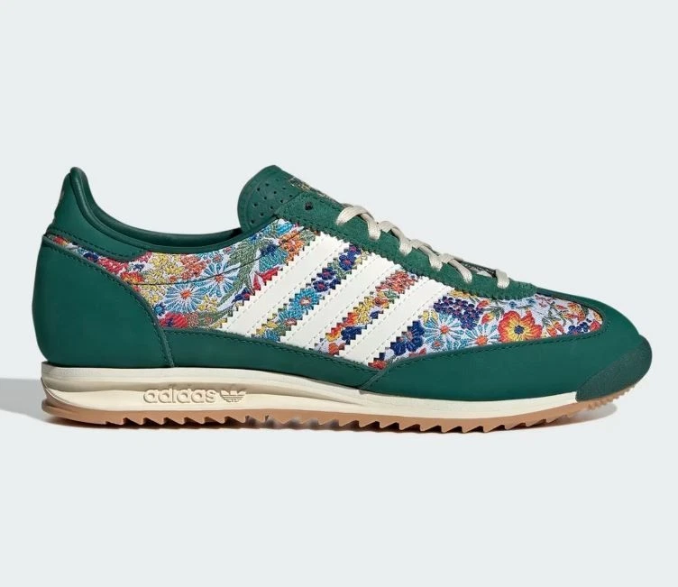 adidas gazelle silver green womens Adidas Women's Taekwondo Mei 'Floral' Core Black / Gum Slip On Sneakers