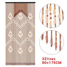 Retro Wooden Bead String Curtain Doorway Porch Partition Curtain 31/32 Lines